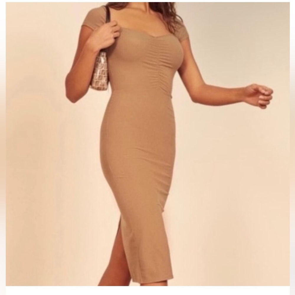 Reformation Tan Midi Dress